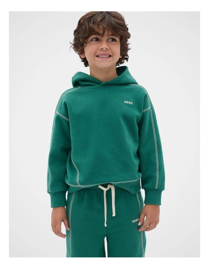 Contrast Stitch Hoodie in Jungle Green image 1