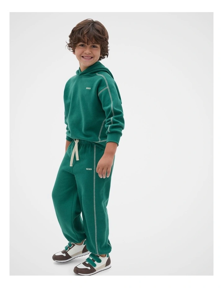 Contrast Stitch Hoodie in Jungle Green image 3