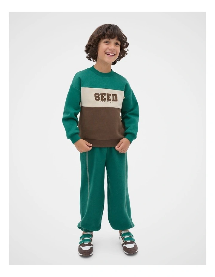 Colourblock Logo Sweat in Jungle Green image 3