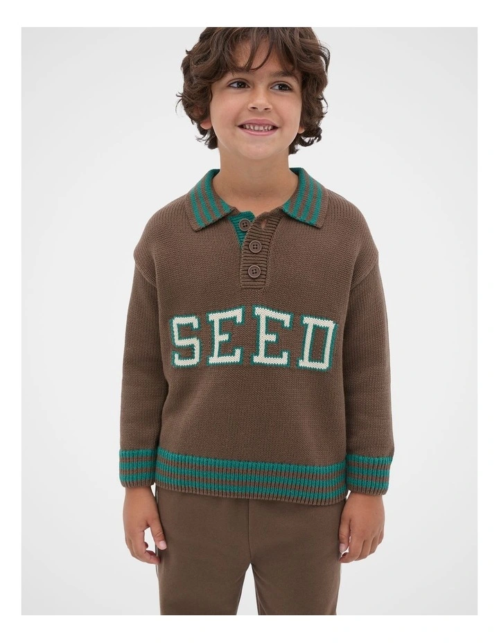 Retro Logo Knit Sweaters in Cacao image 1