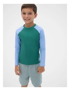 Colourblock Rashvest in Jungle Green