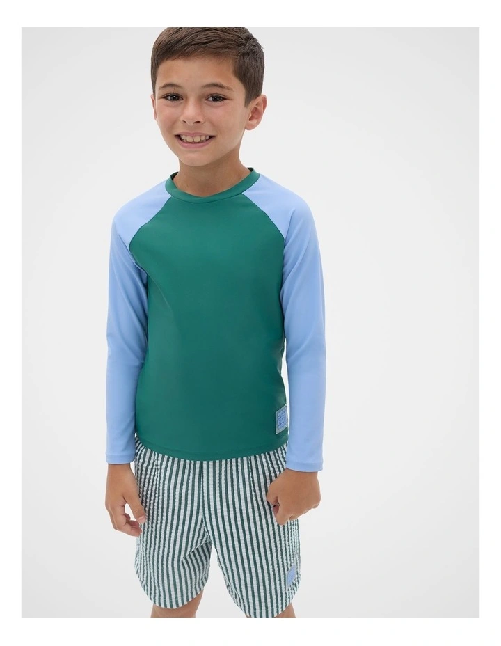 Colourblock Rashvest in Jungle Green image 1