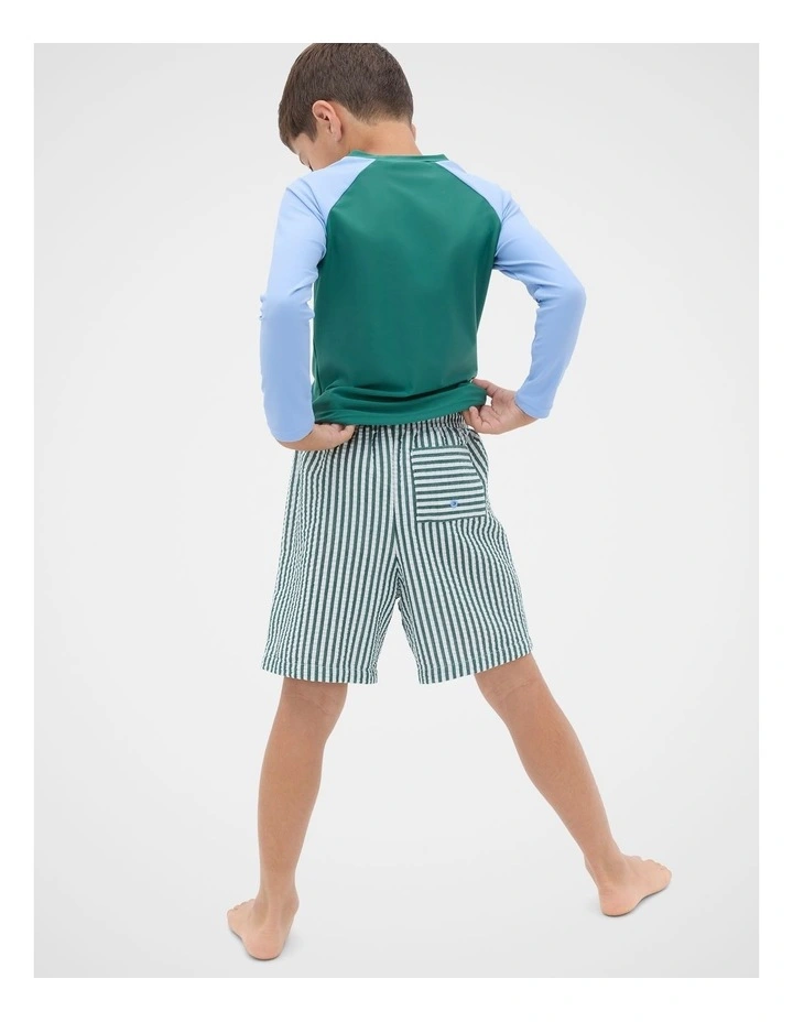 Colourblock Rashvest in Jungle Green image 2
