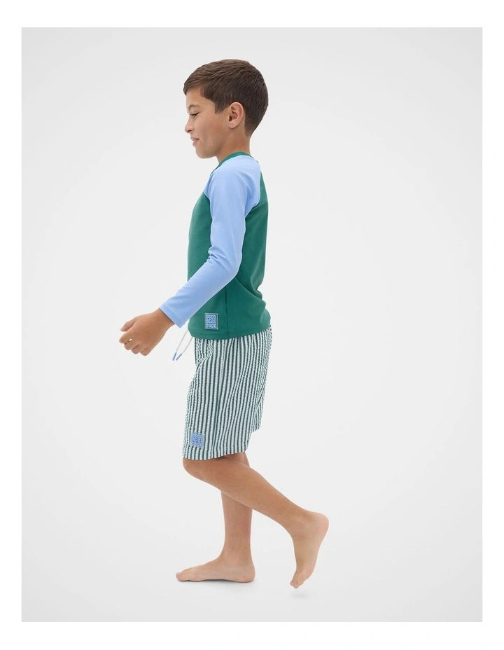 Colourblock Rashvest in Jungle Green image 3