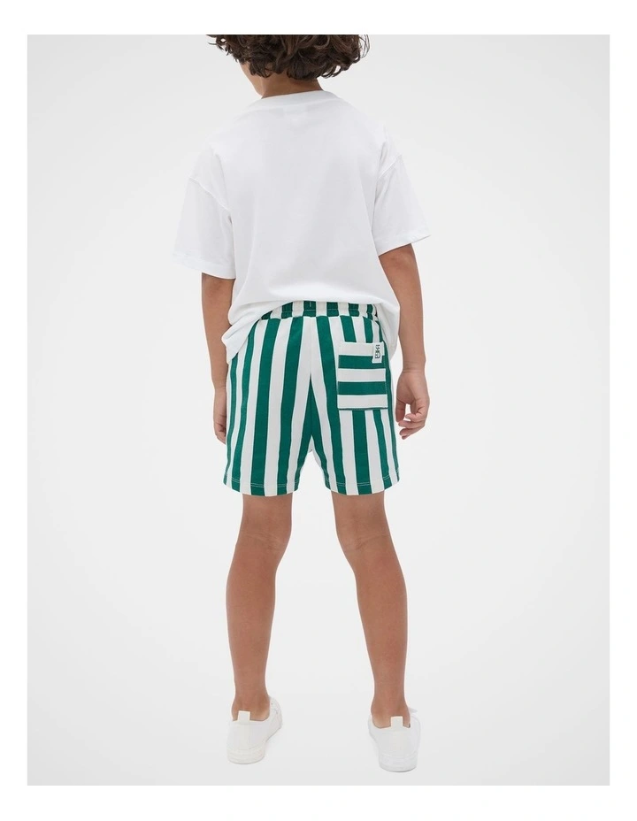 Core Stripe Track Short in Jungle Green image 2