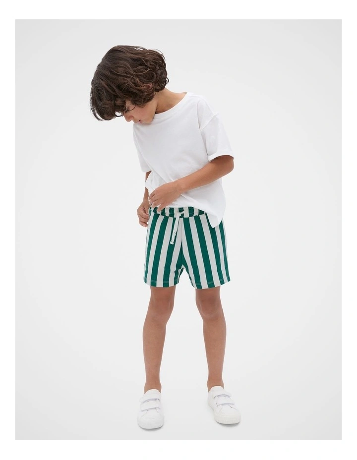 Core Stripe Track Short in Jungle Green image 3