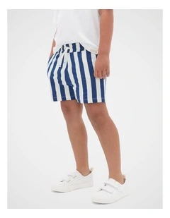 Core Stripe Track Short in French Navy