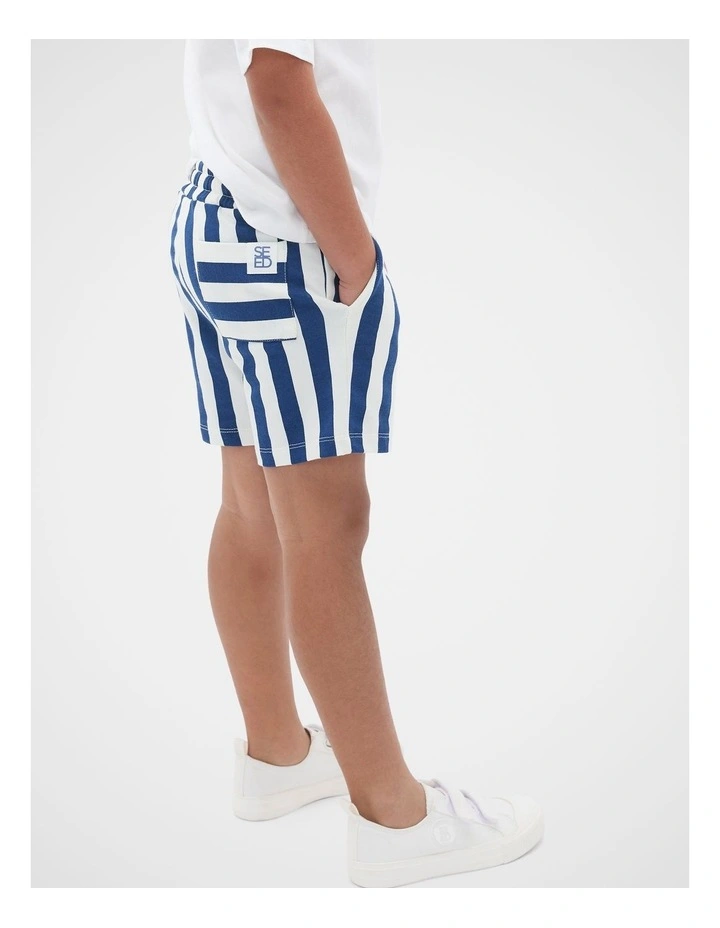 Core Stripe Track Short in French Navy image 2