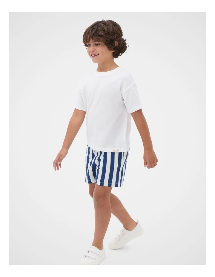 Core Stripe Track Short in French Navy image 3