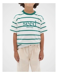 Stripe Logo Tee in Jungle Green