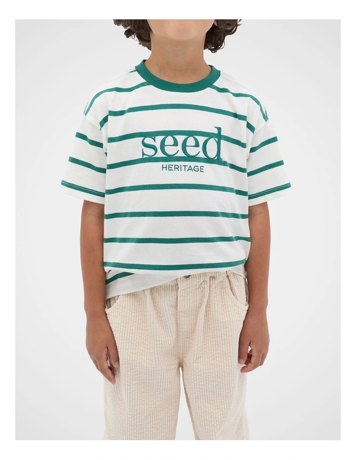 Stripe Logo Tee in Jungle Green image 1