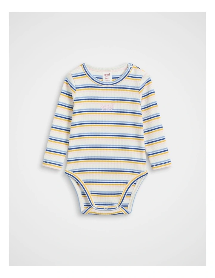 Stripe Rib Bodysuit in Multi image 1