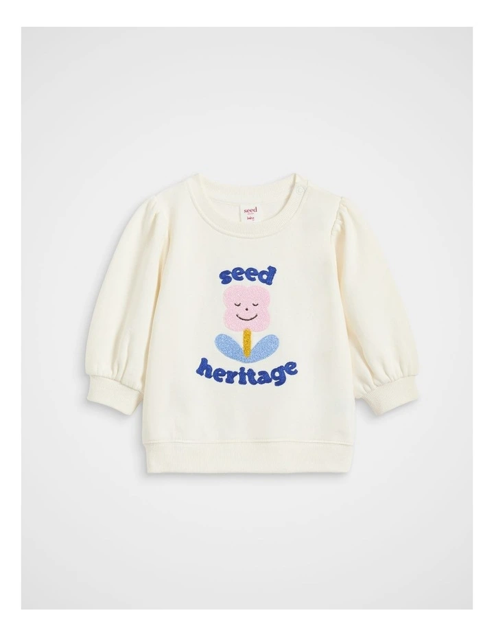 Seed Floral Sweat in Classic Cream image 1