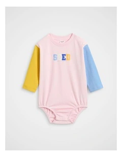 Colour Block Rugby Bodysuit in Pink Lemonade