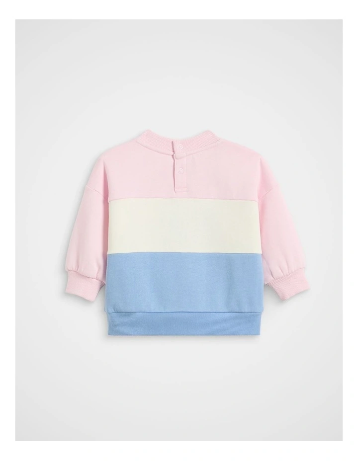 Colour Block Logo Sweat in Pink Lemonade image 2