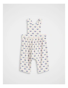 Cord Floral Overall in Classic Cream