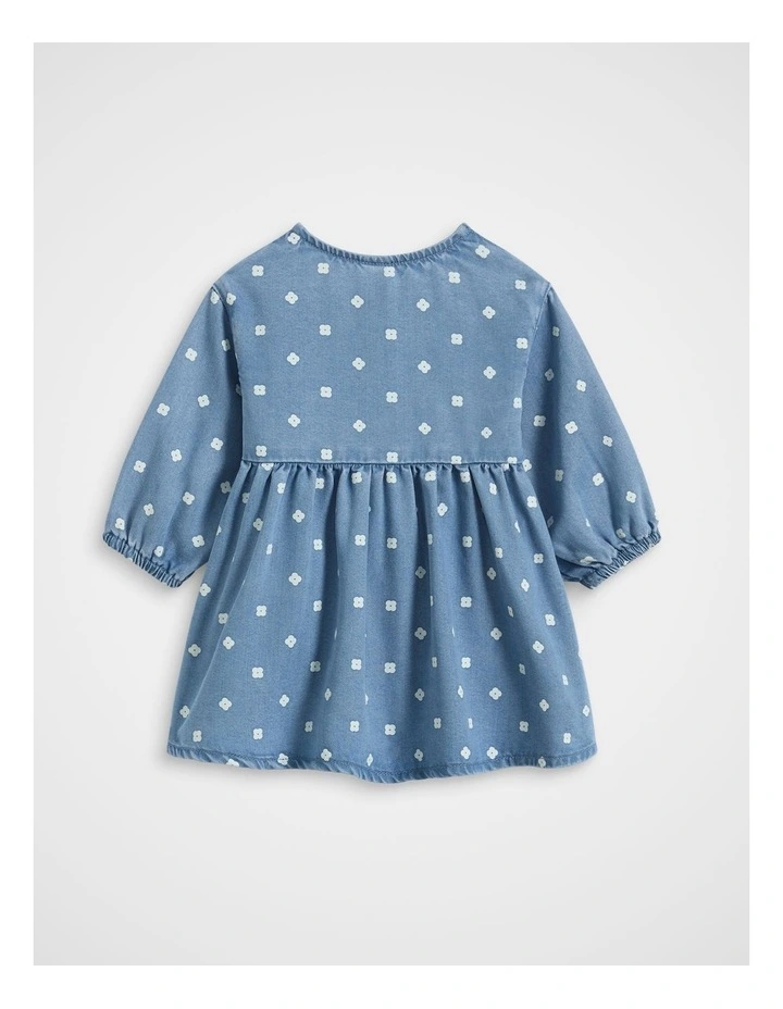 Floral Denim Dress in Mid Blue image 2