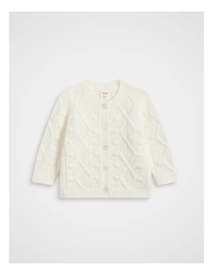 Bobble Knit Cardigan in Classic Cream