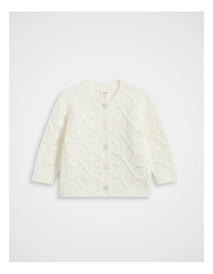 Bobble Knit Cardigan in Classic Cream image 1