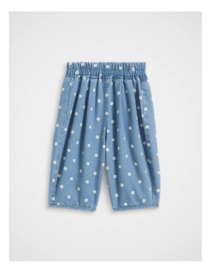 Floral Denim Balloon Pant in Mid Blue image 1