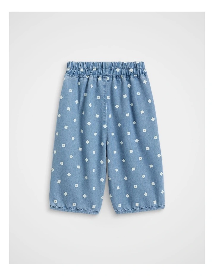 Floral Denim Balloon Pant in Mid Blue image 2