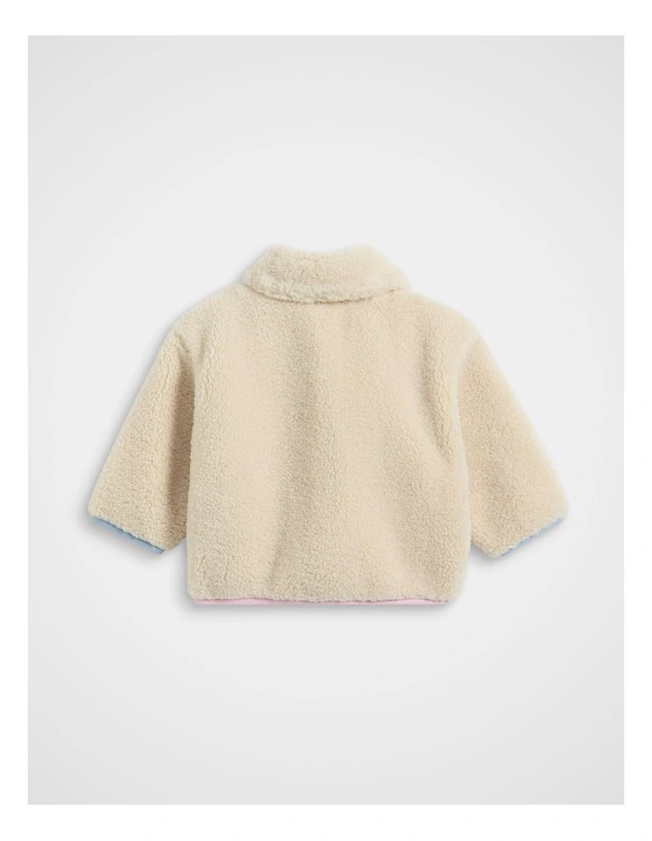 Contrast Teddy Jacket in Multi image 2