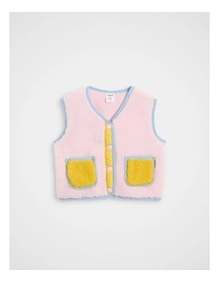 Teddy Gilet in Pink Lemonade