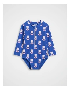 Floral Rashsuit in Cobalt