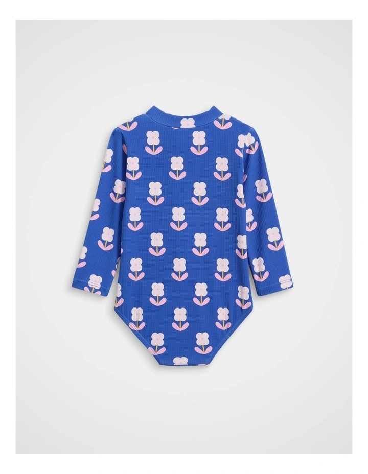 Floral Rashsuit in Cobalt image 2