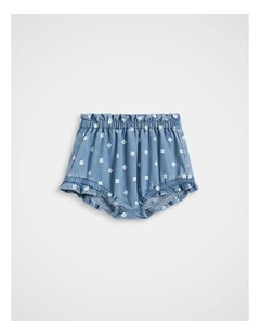 Floral Denim Bloomer in Mid Blue