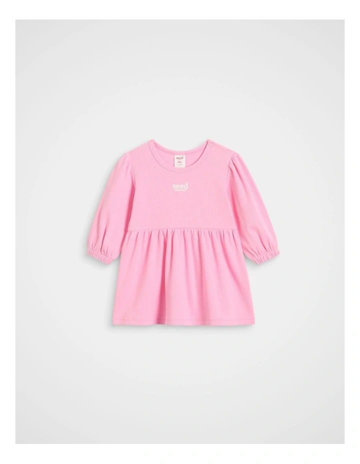 Logo Rib Dress in Candy Pink image 1