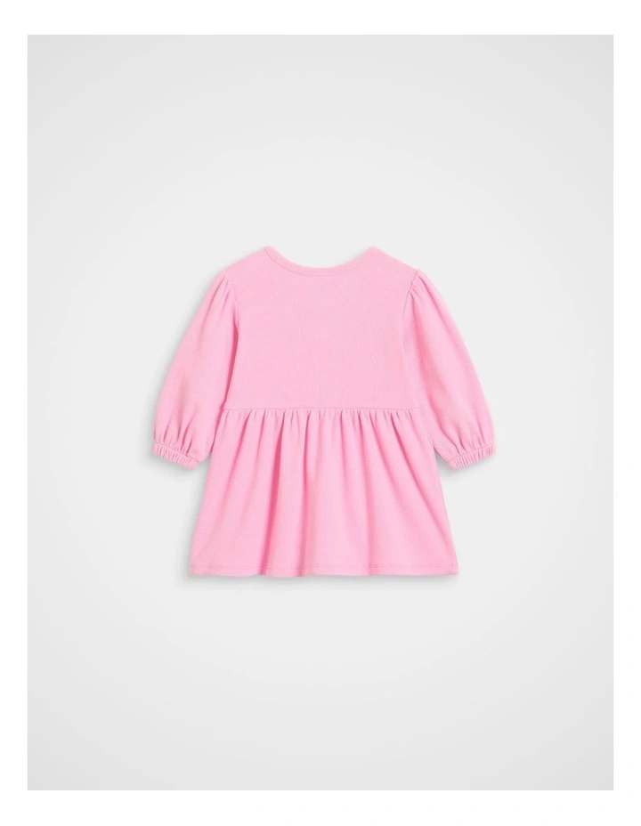 Logo Rib Dress in Candy Pink image 2