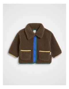 Contrast Teddy Jacket in Cacao