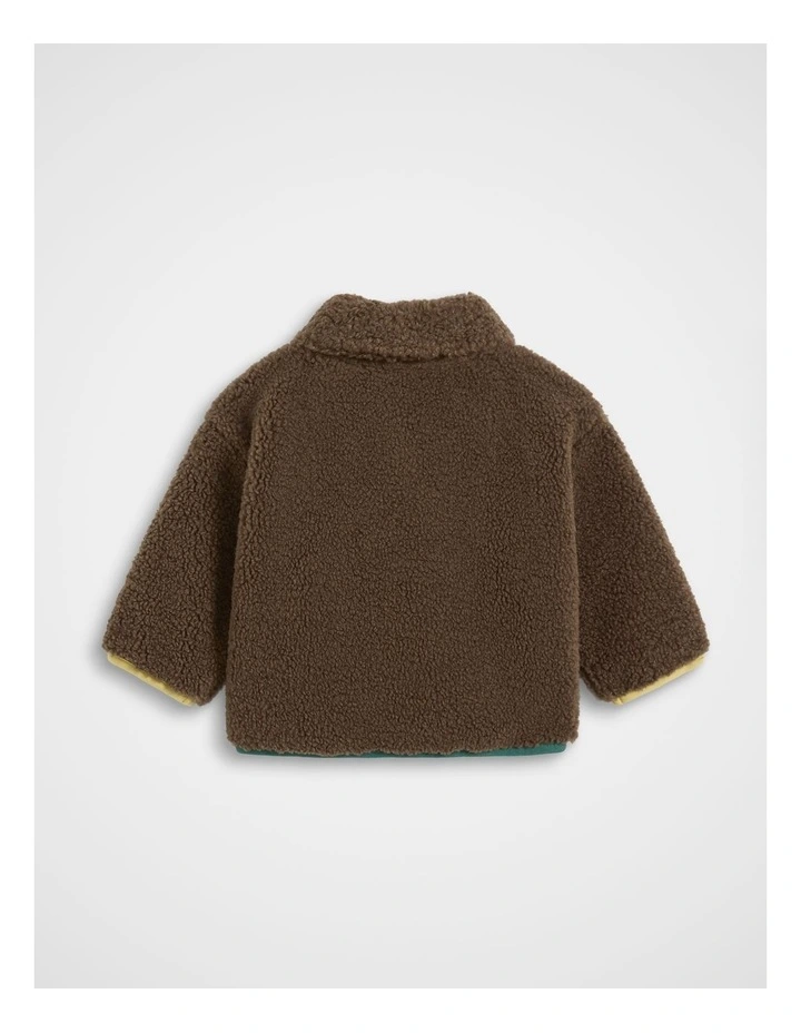 Contrast Teddy Jacket in Cacao image 2