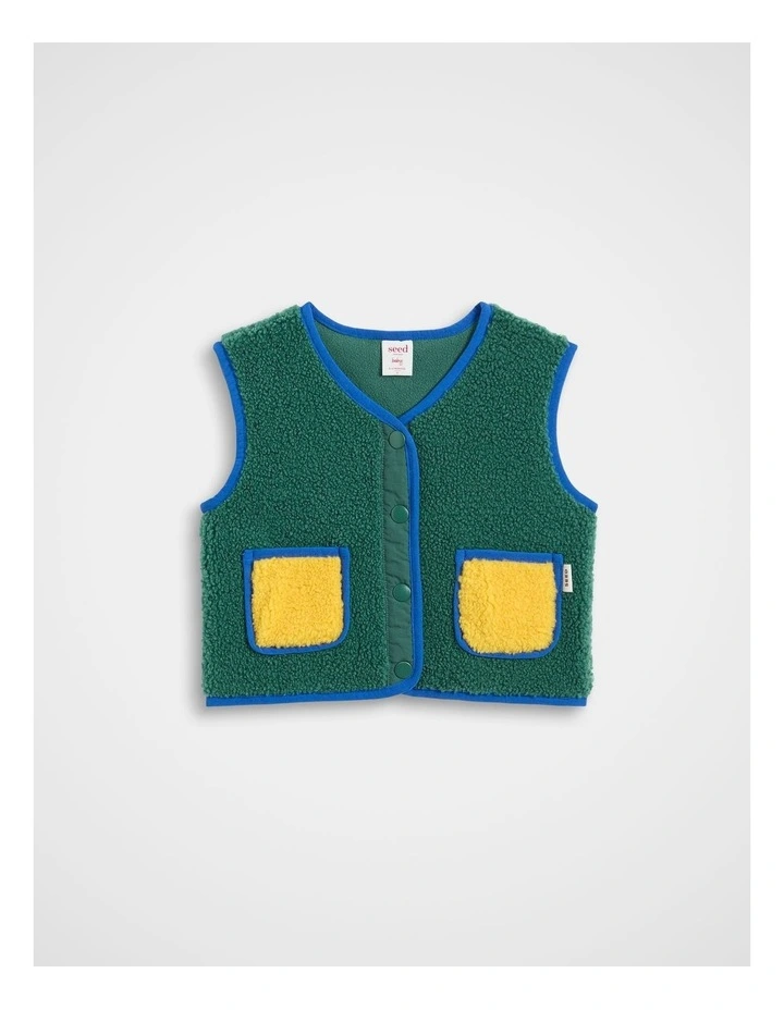 Teddy Gilet Jacket in Jungle Green image 1