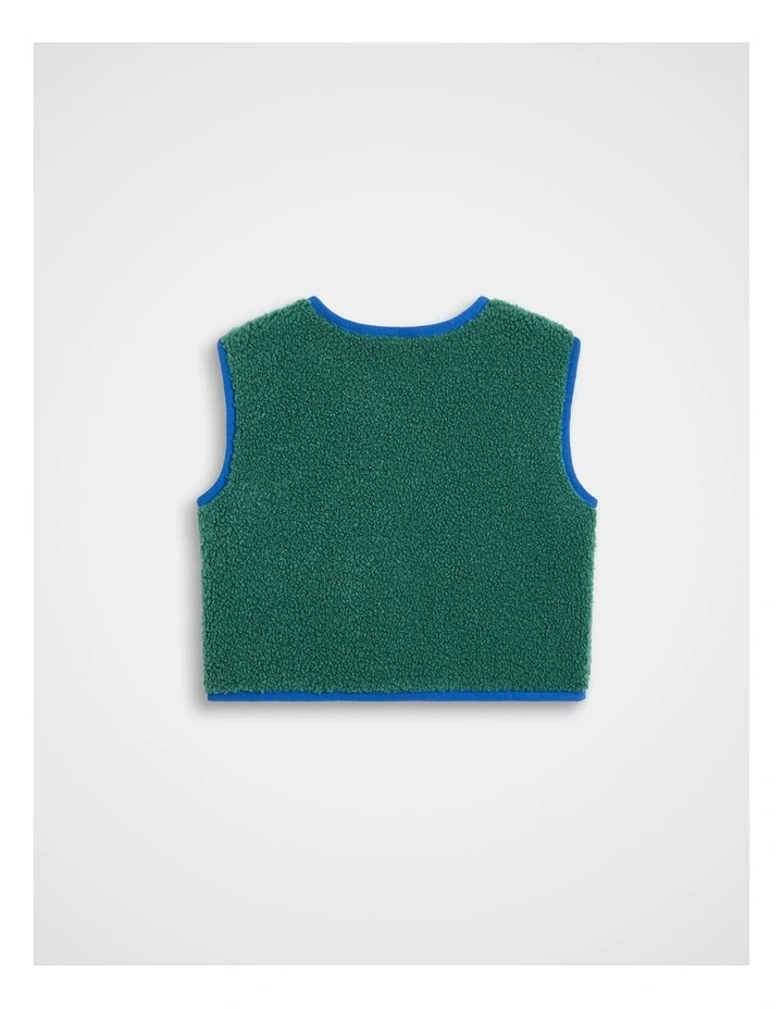 Teddy Gilet Jacket in Jungle Green image 2