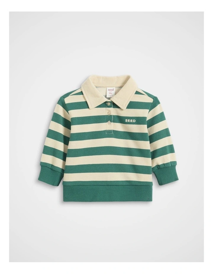 Stripe Sweat Top in Jungle Green image 1