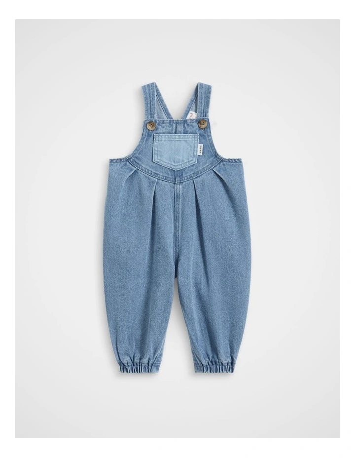 Denim Overall Jumpsuits in Mid Blue image 1