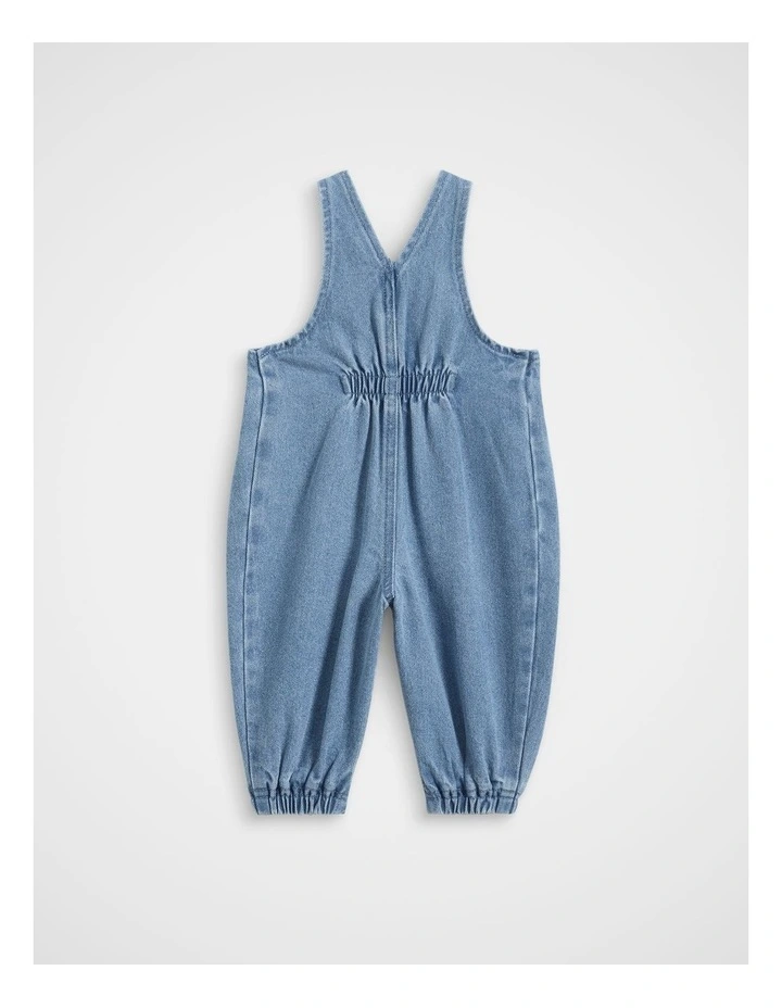 Denim Overall Jumpsuits in Mid Blue image 2