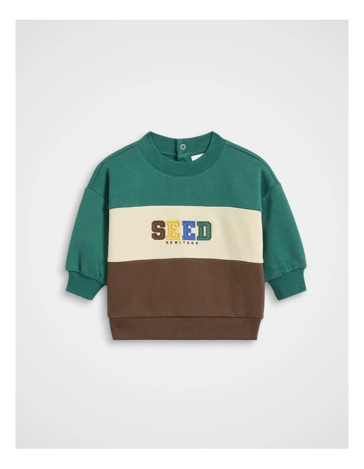 Colourblock Logo Sweat Top in Multi image 1