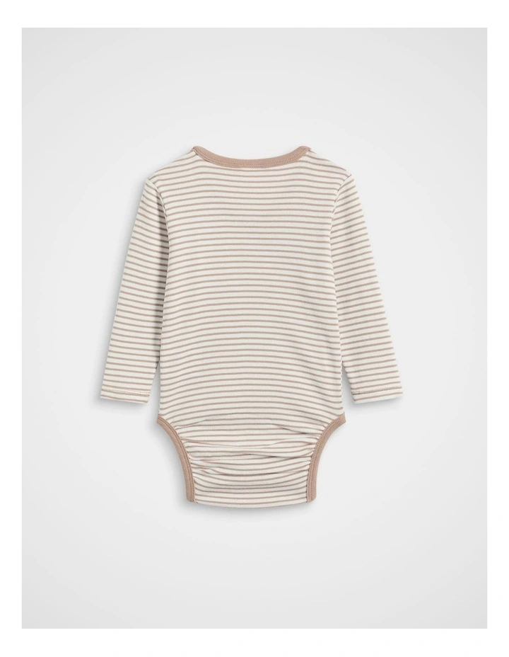 Logo Stripe Wrap Bodysuit in Acorn Stripe image 2