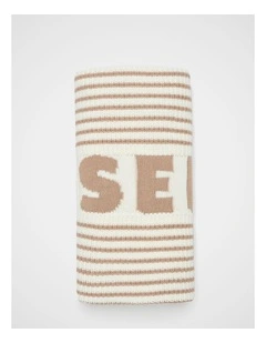 Logo Stripe Knit Blanket in Acorn Stripe