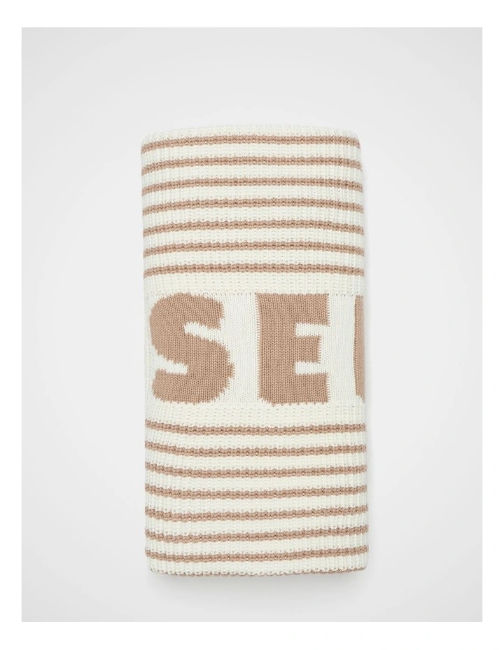 Logo Stripe Knit Blanket in Acorn Stripe image 1
