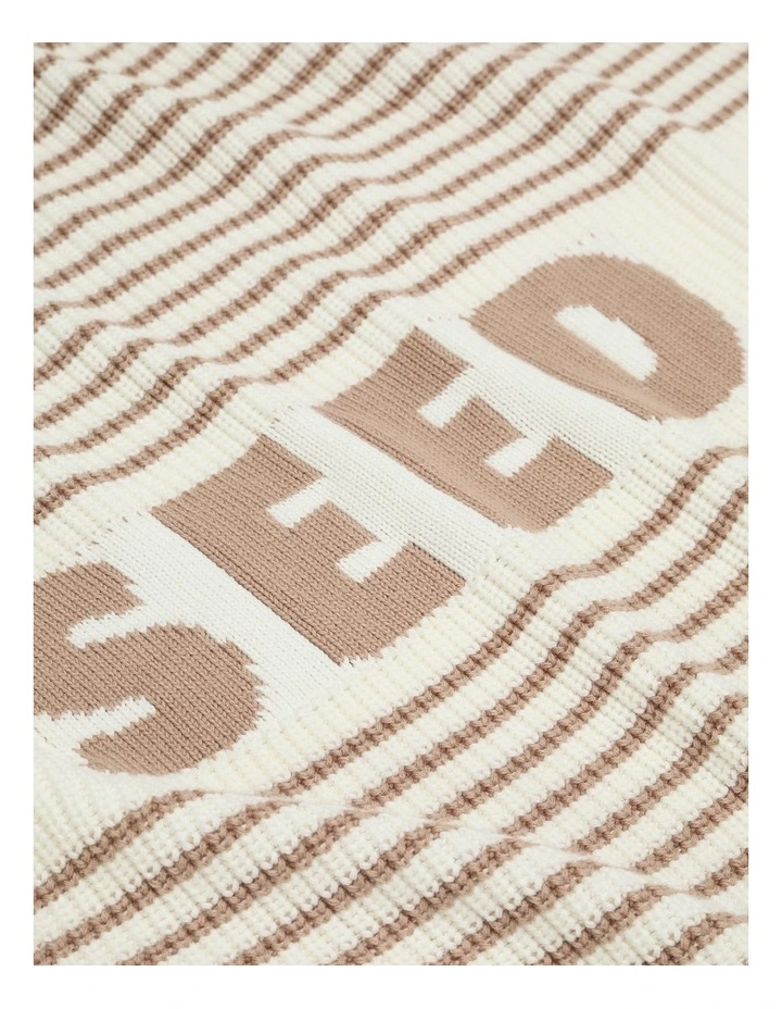 Logo Stripe Knit Blanket in Acorn Stripe image 2
