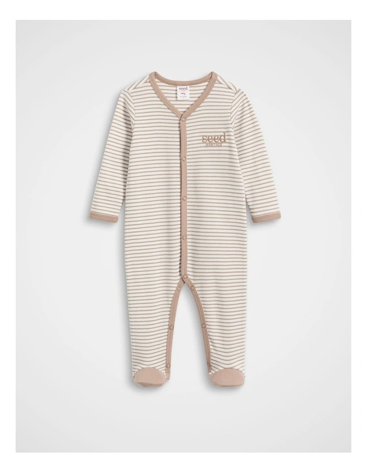 Logo Stripe Snap Jumpsuit in Acorn Stripe image 1