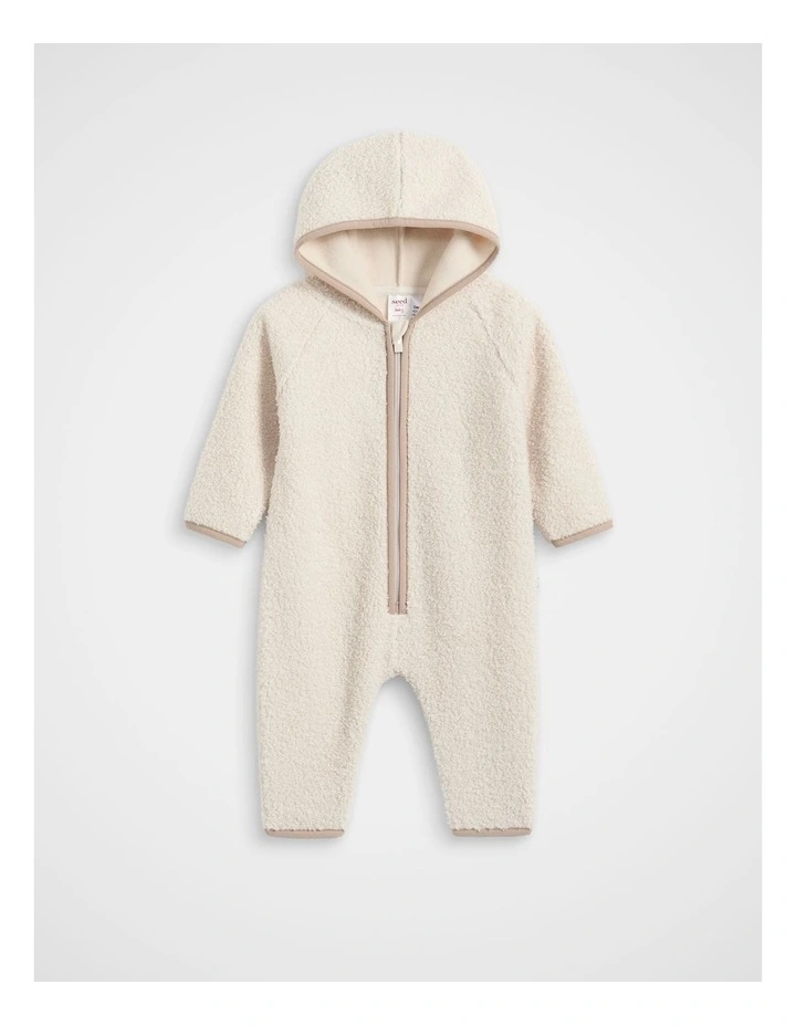 Teddy Zip Coverall in Oat image 1