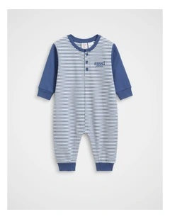 Logo Stripe Jumpsuit in Navy