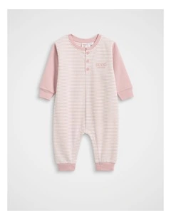 Logo Stripe Jumpsuit in Blush Pink
