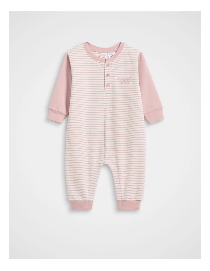 Logo Stripe Jumpsuit in Blush Pink image 1