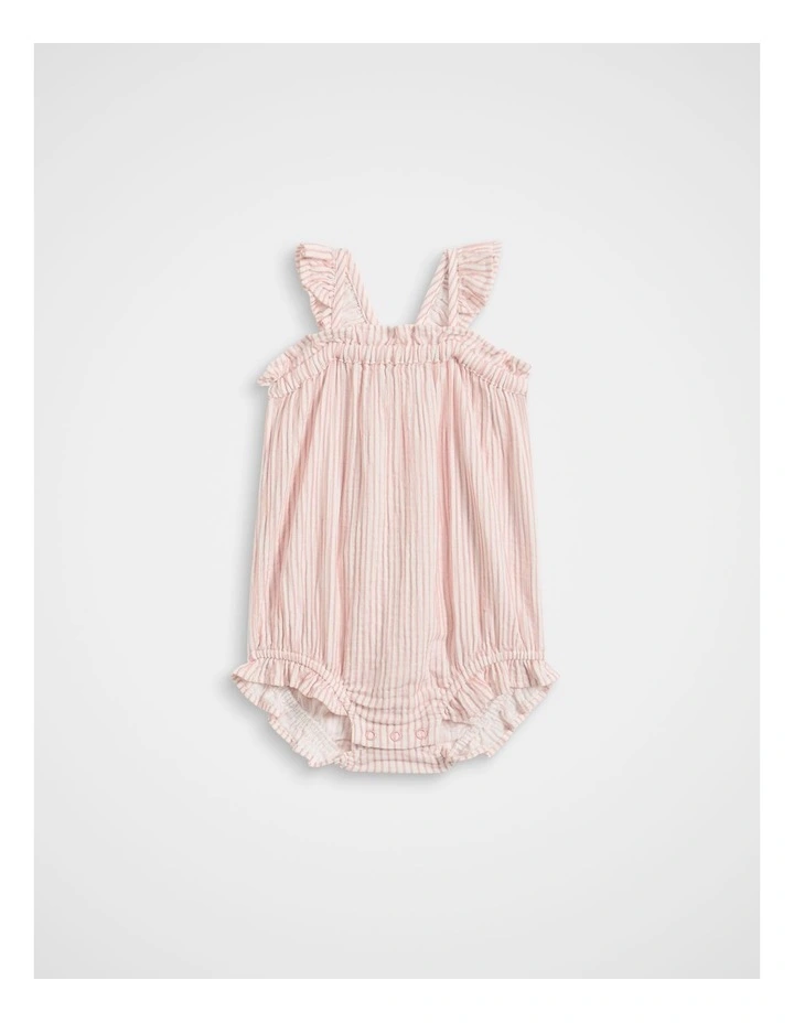 Stripe Frill Romper in Blush Pink image 1